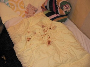 Das Schlachtfeld am Ende des Kampfes mit dem Brötchen